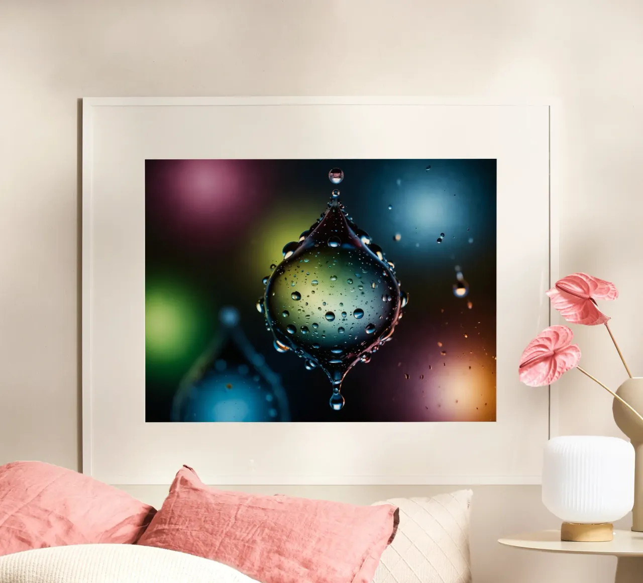 Gocce d'acqua colorate sospese nell'aria carta hahnemühle da DesignDoodle