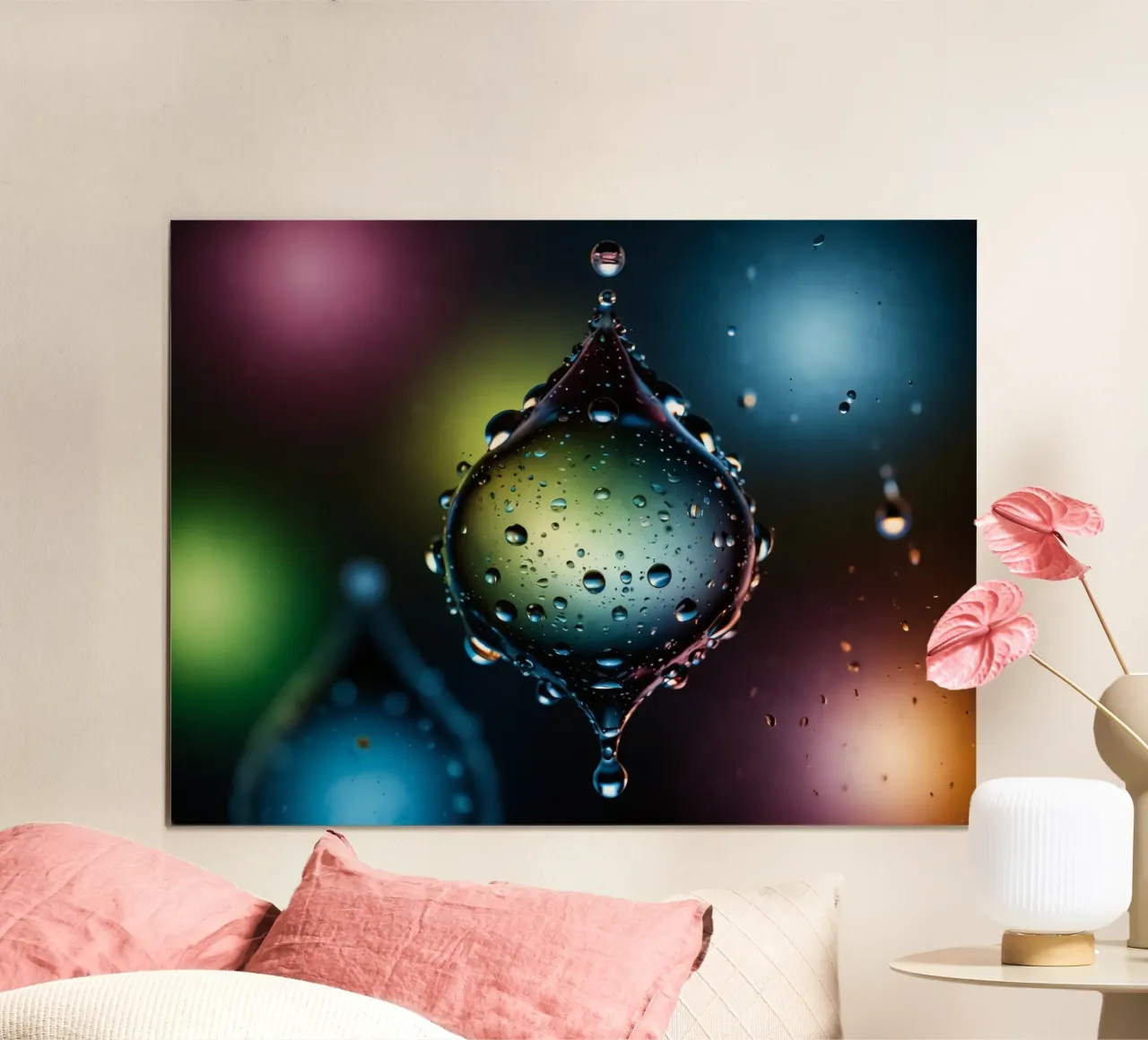Gocce d'acqua colorate sospese nell'aria carta hahnemühle da DesignDoodle