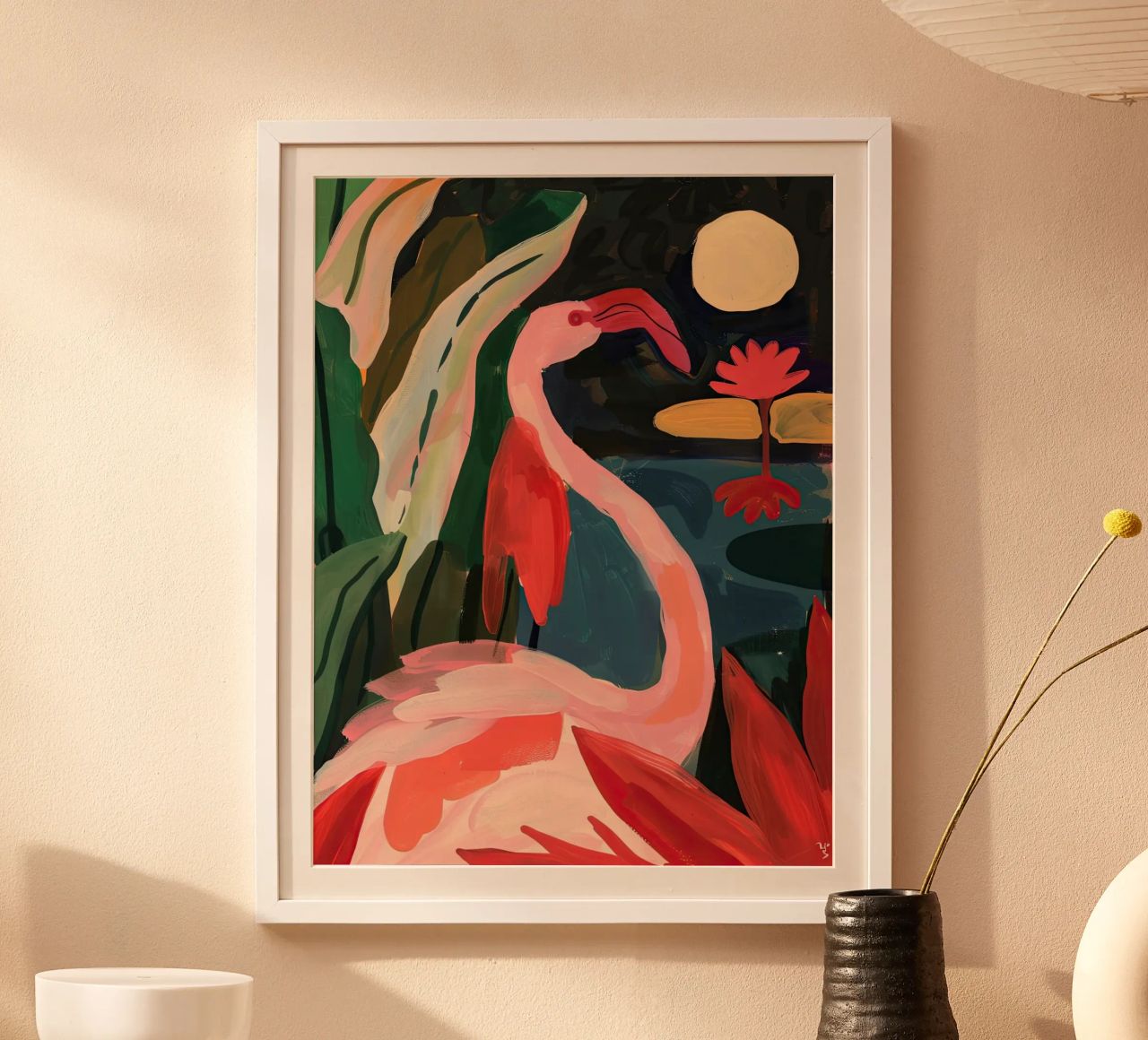 Flamingo im Mondschein Poster von DaarbyN