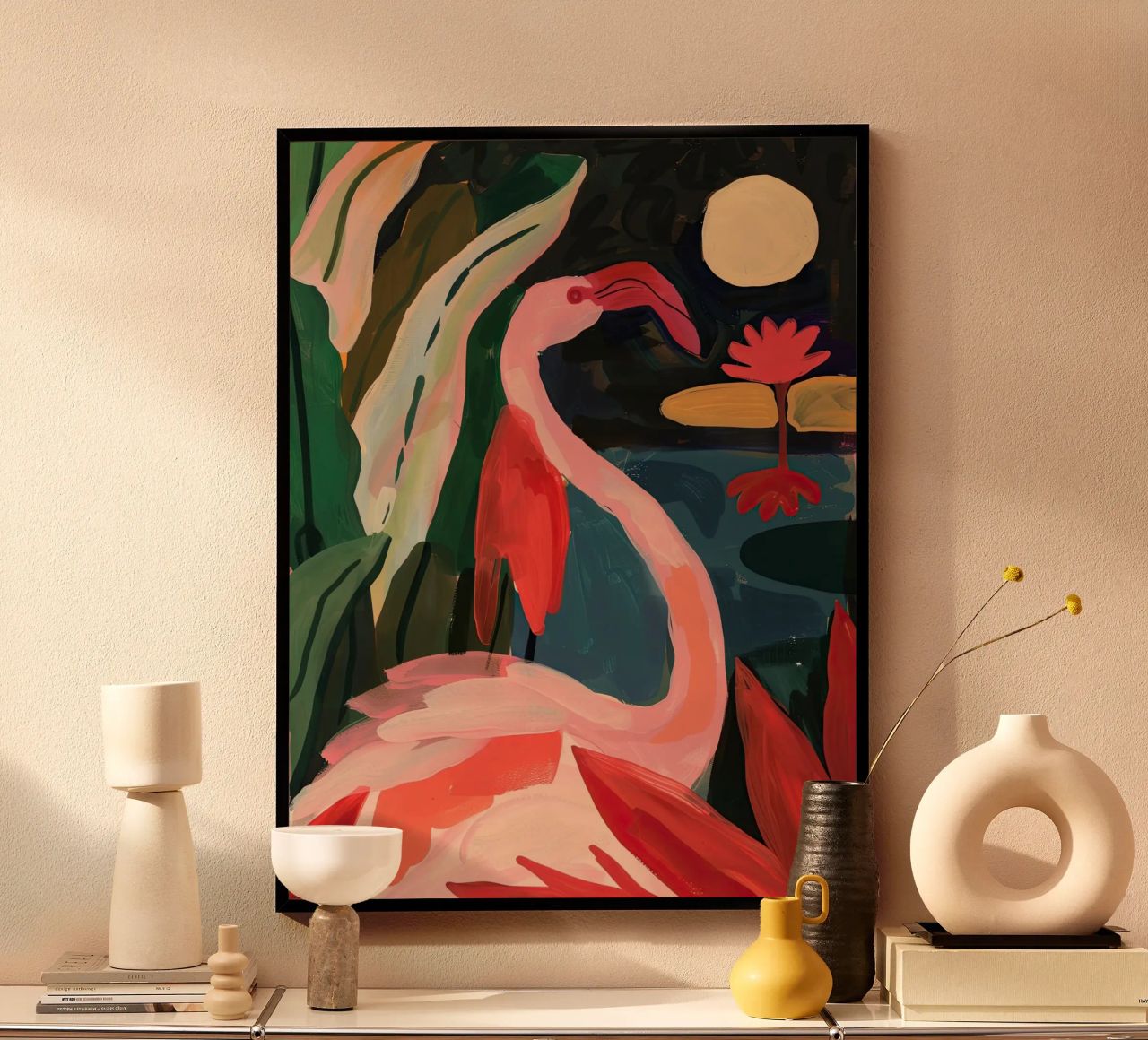 Flamingo im Mondschein Poster von DaarbyN