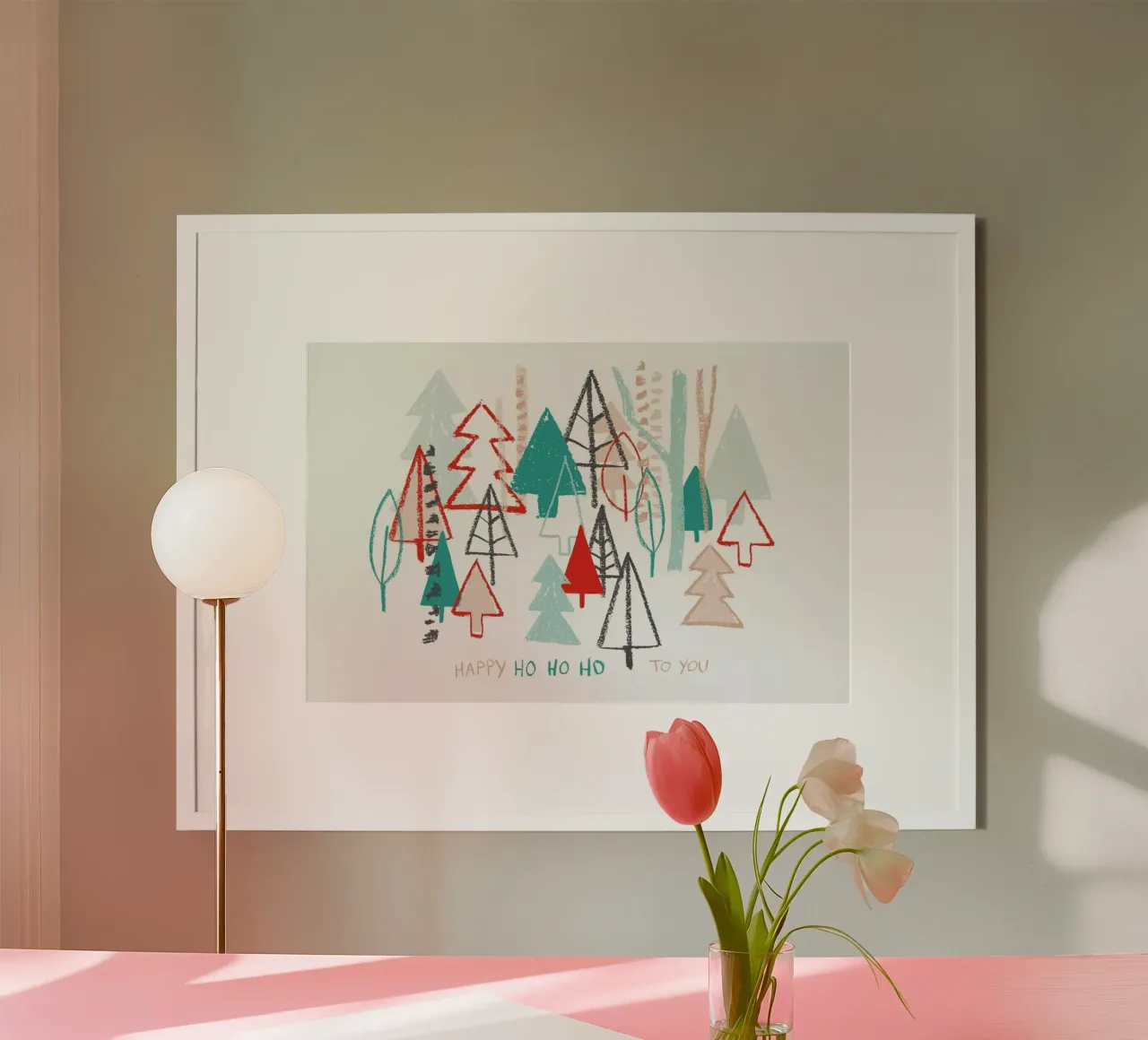 Happy Ho Ho Ho to You - Trees poster with plastic frame by BlauMaschine