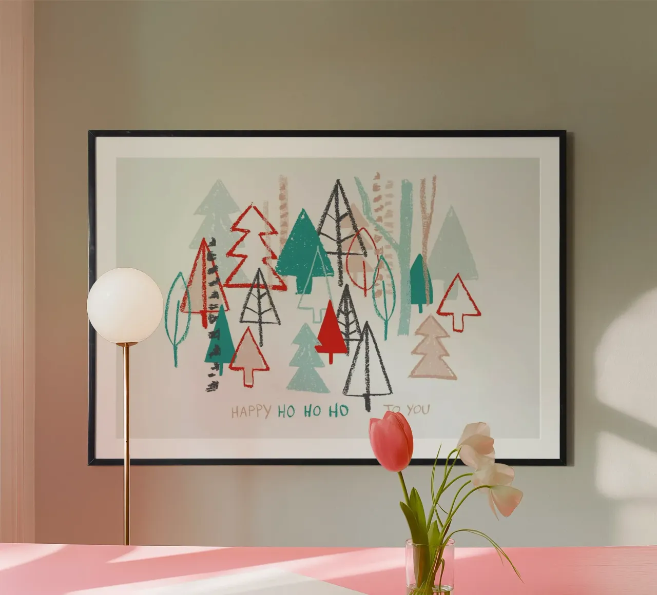 Happy Ho Ho Ho to You - Trees poster with plastic frame by BlauMaschine