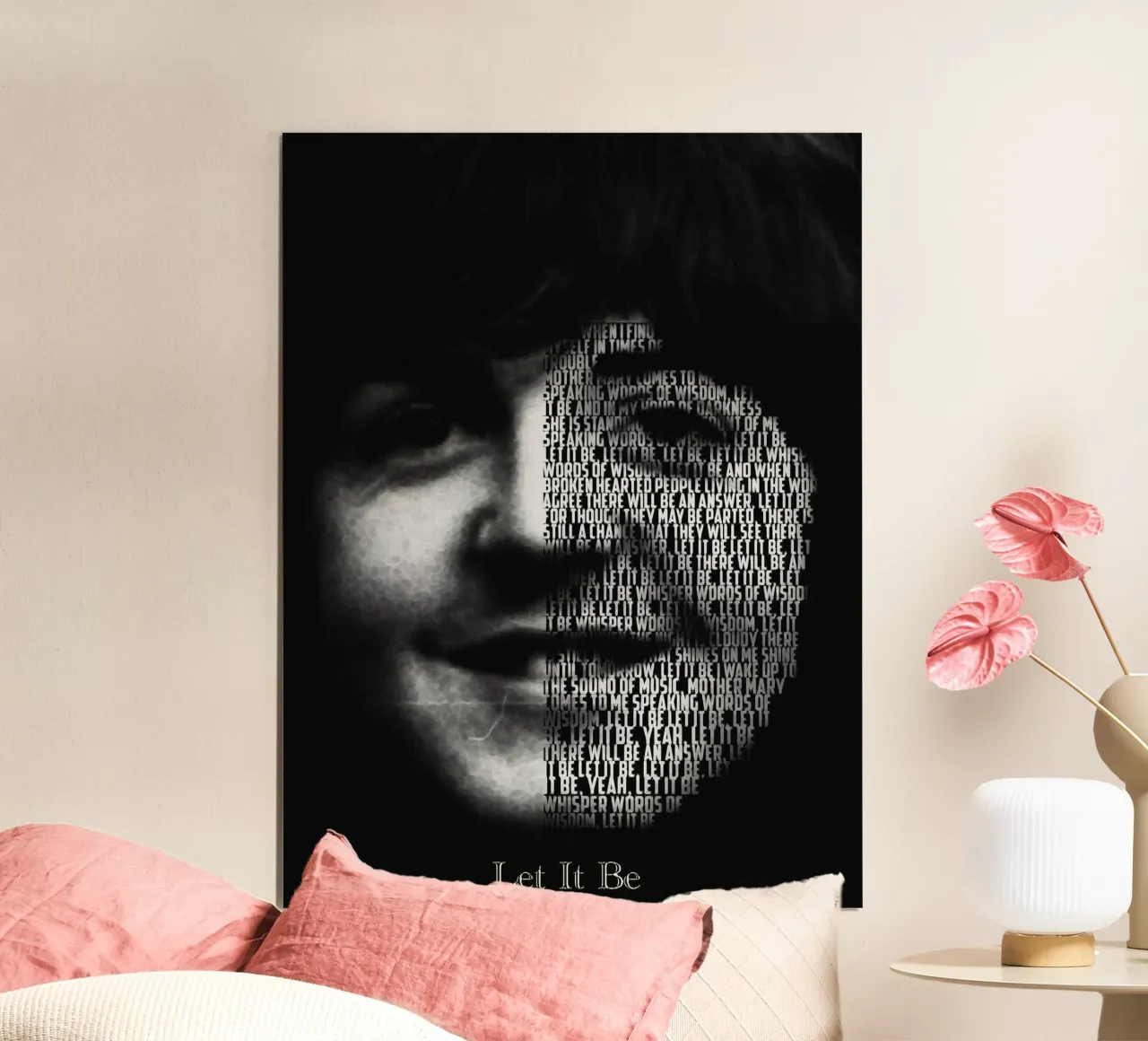 Let It Be Arte del testo poster con telaio in alluminio da Gunawan Rb
