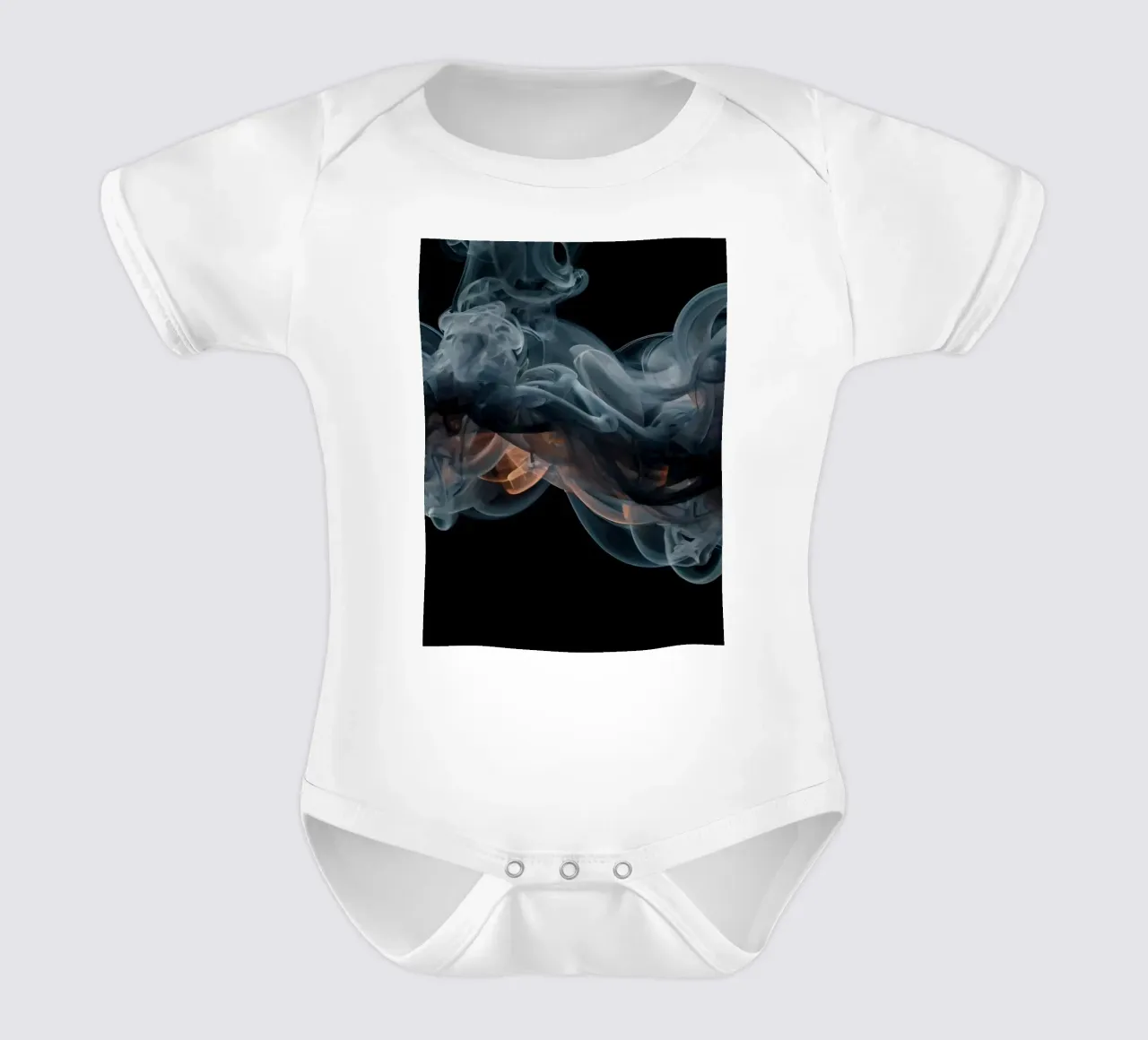 Dynamic swirl of colorful smoke against a dark background short-sleeve baby romper by DesignDoodle