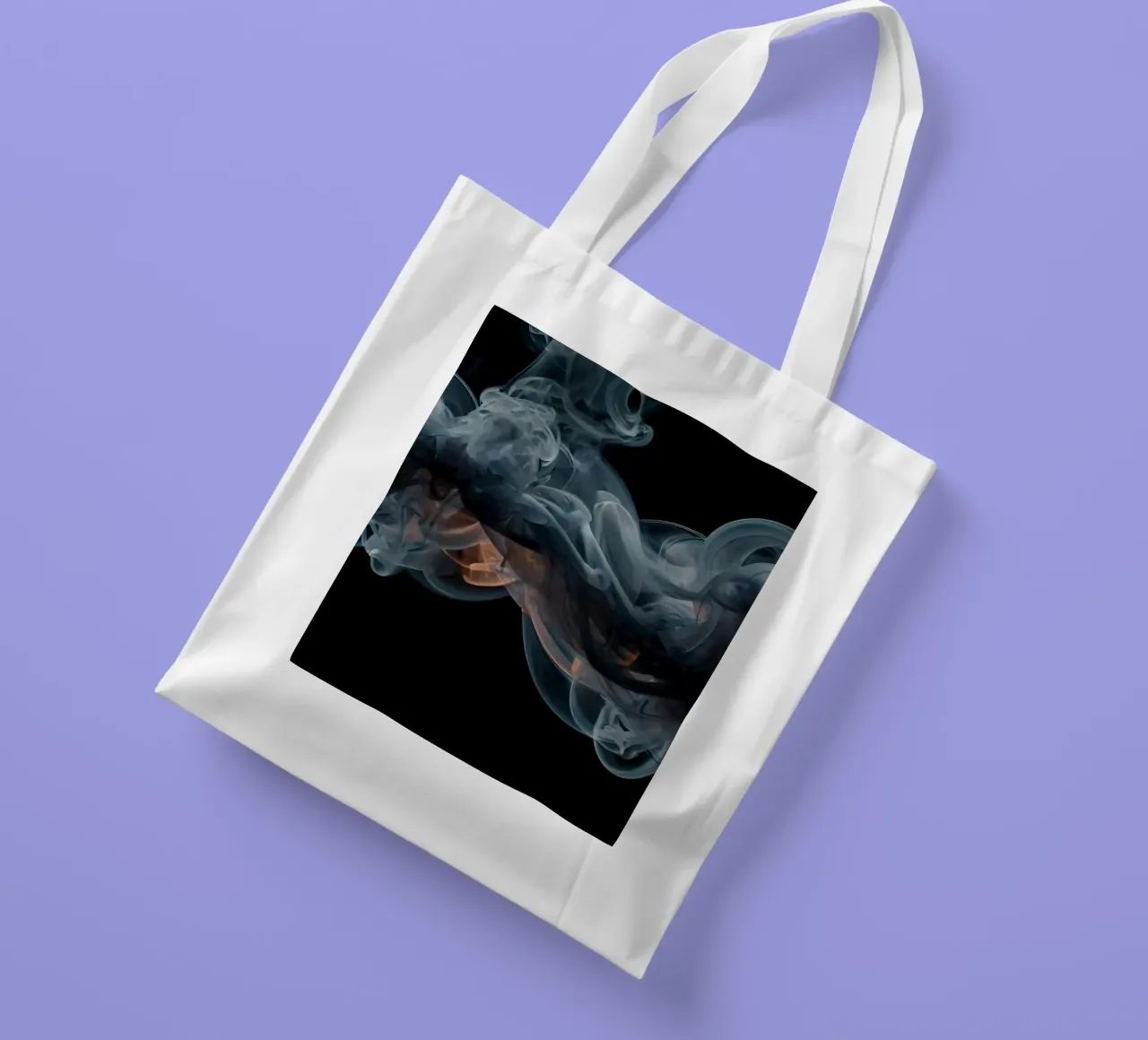 Dynamic swirl of colorful smoke against a dark background tote bag by DesignDoodle