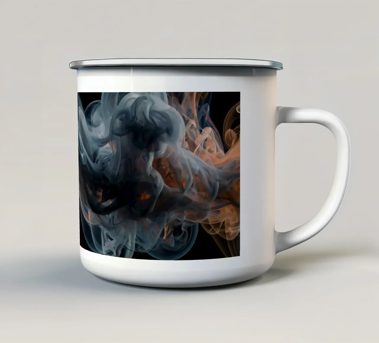 Vortice dinamico di fumo colorato su uno sfondo scuro tazza in smalto da DesignDoodle