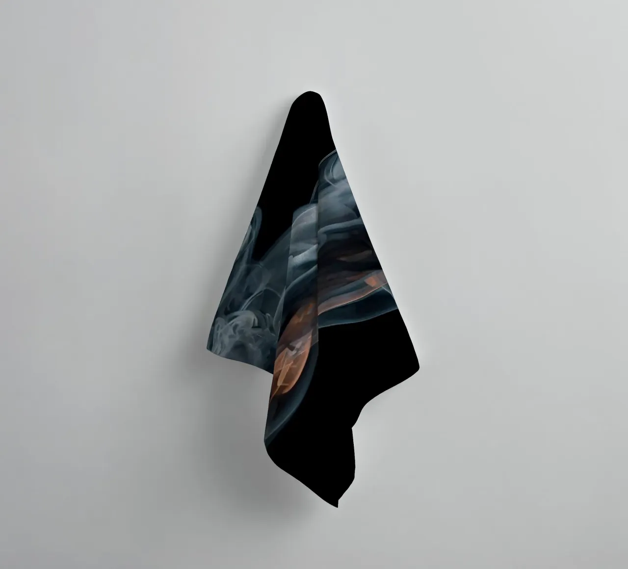Dynamic swirl of colorful smoke against a dark background towel by DesignDoodle
