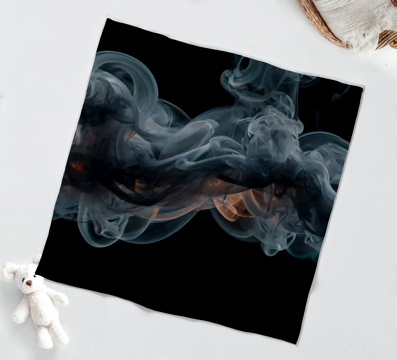 Dynamic swirl of colorful smoke against a dark background fleece blanket by DesignDoodle