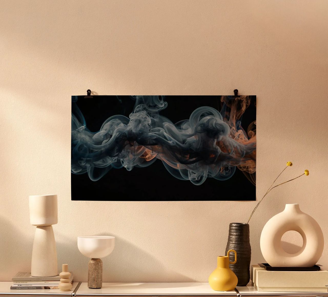 Vortice dinamico di fumo colorato su uno sfondo scuro poster da DesignDoodle