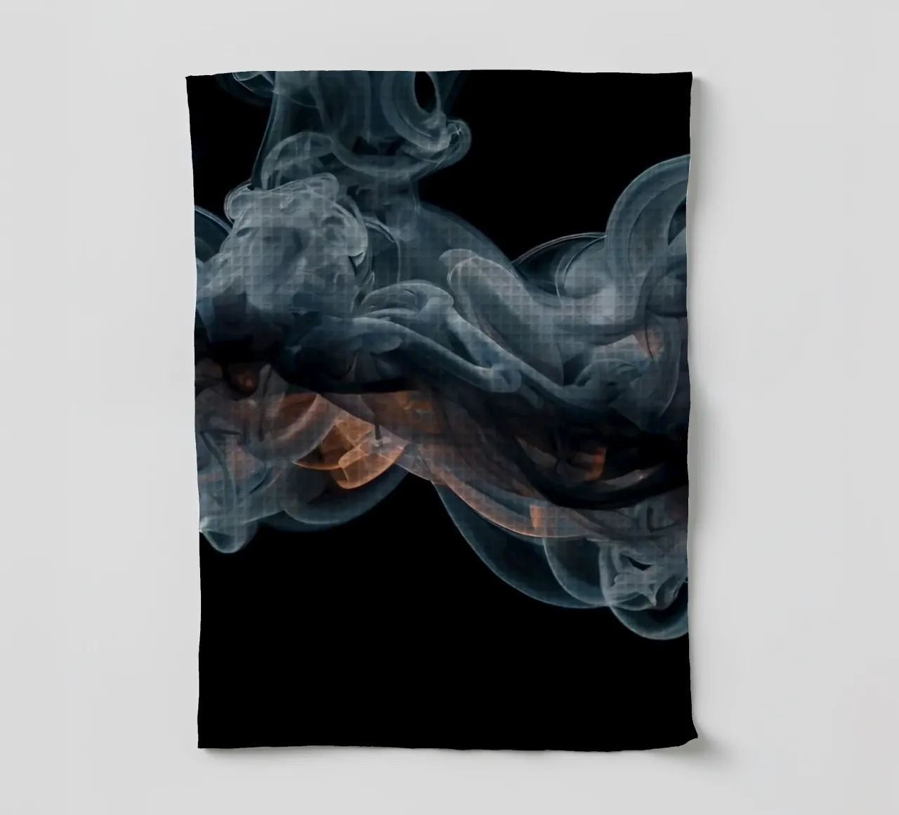 Dynamic swirl of colorful smoke against a dark background tea towel by DesignDoodle