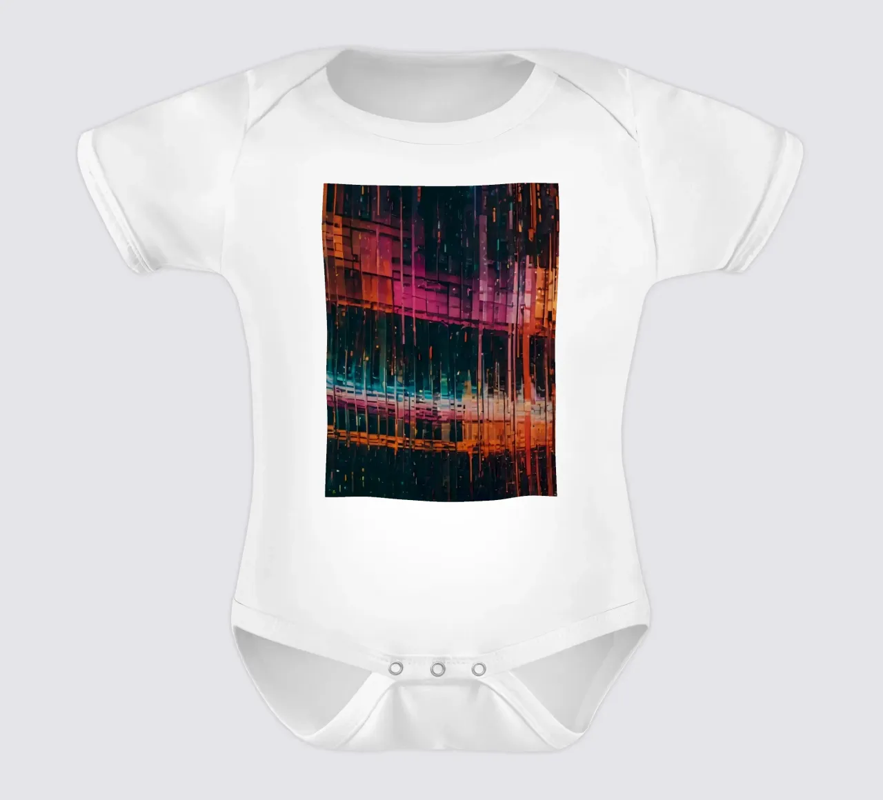 Linee astratte moderne e colorate di arte digitale body neonato maniche corte da DesignDoodle