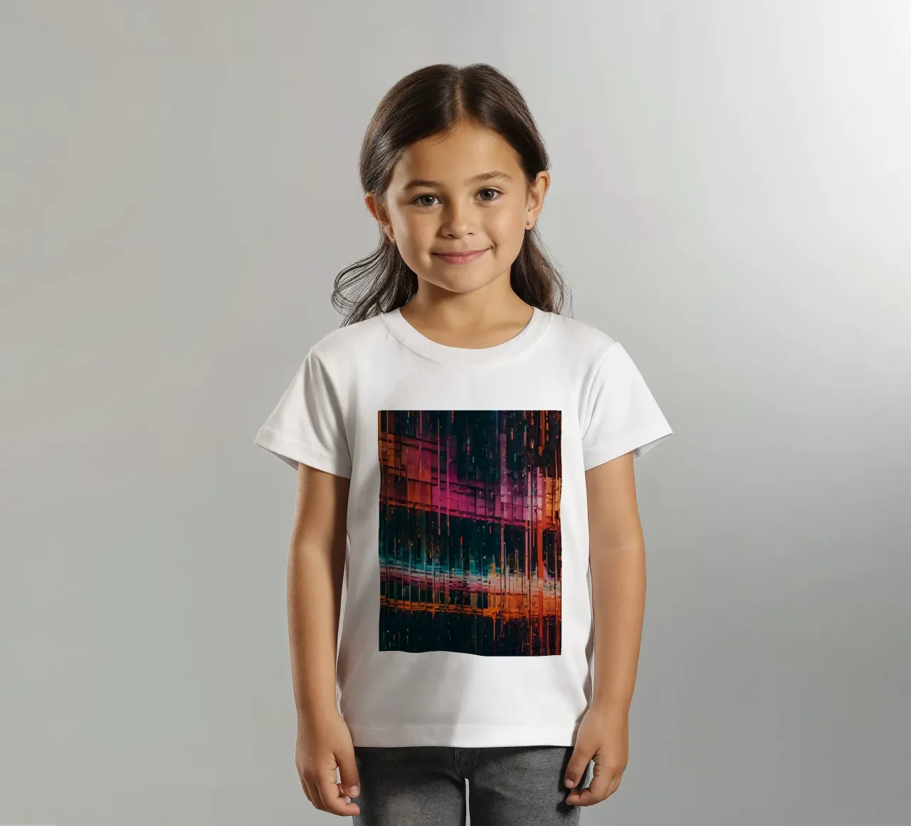 Bunte moderne abstrakte digitale Kunst Linien Muster Kinder T-Shirt von DesignDoodle