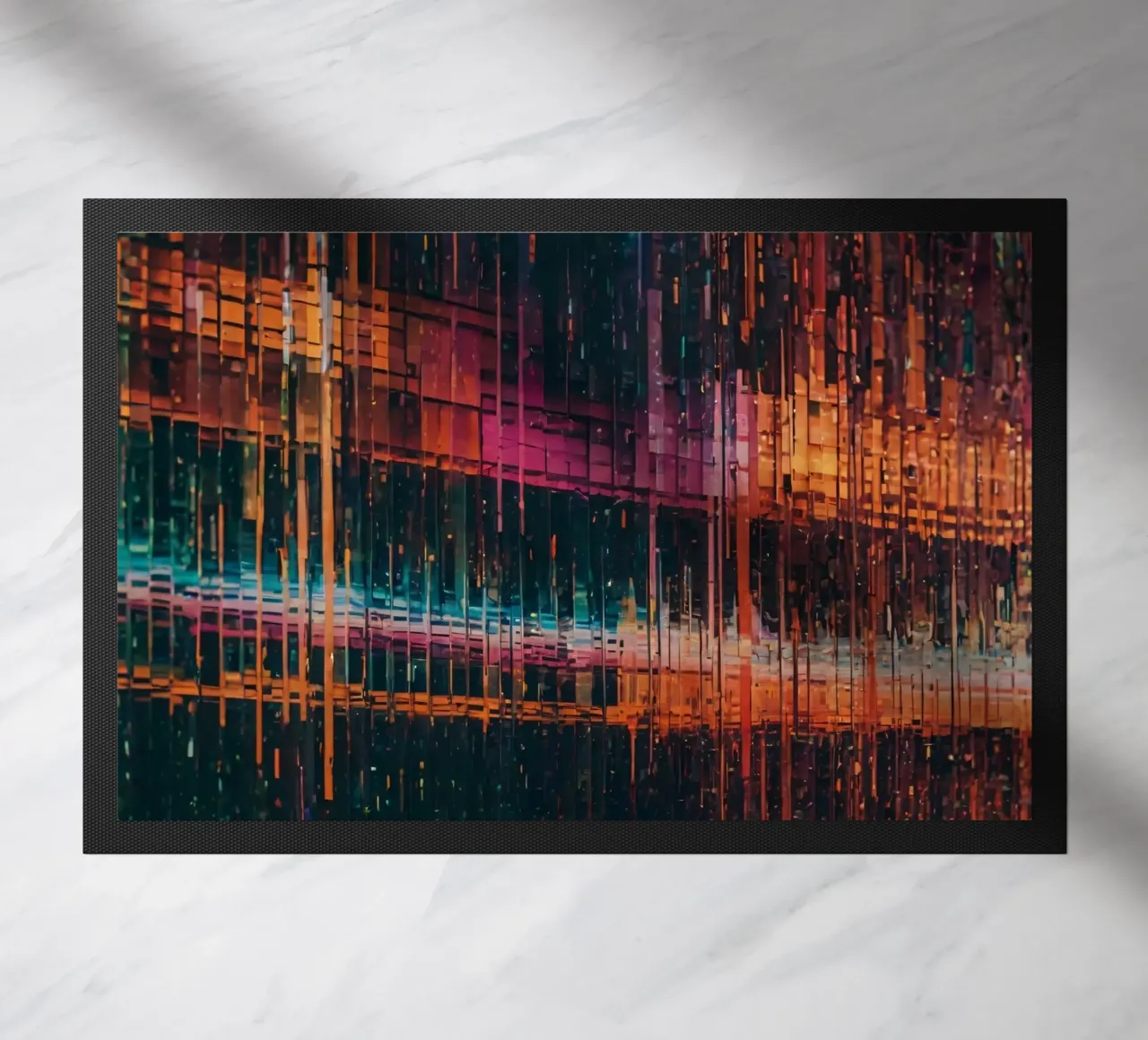 Linee astratte moderne e colorate di arte digitale zerbino da DesignDoodle