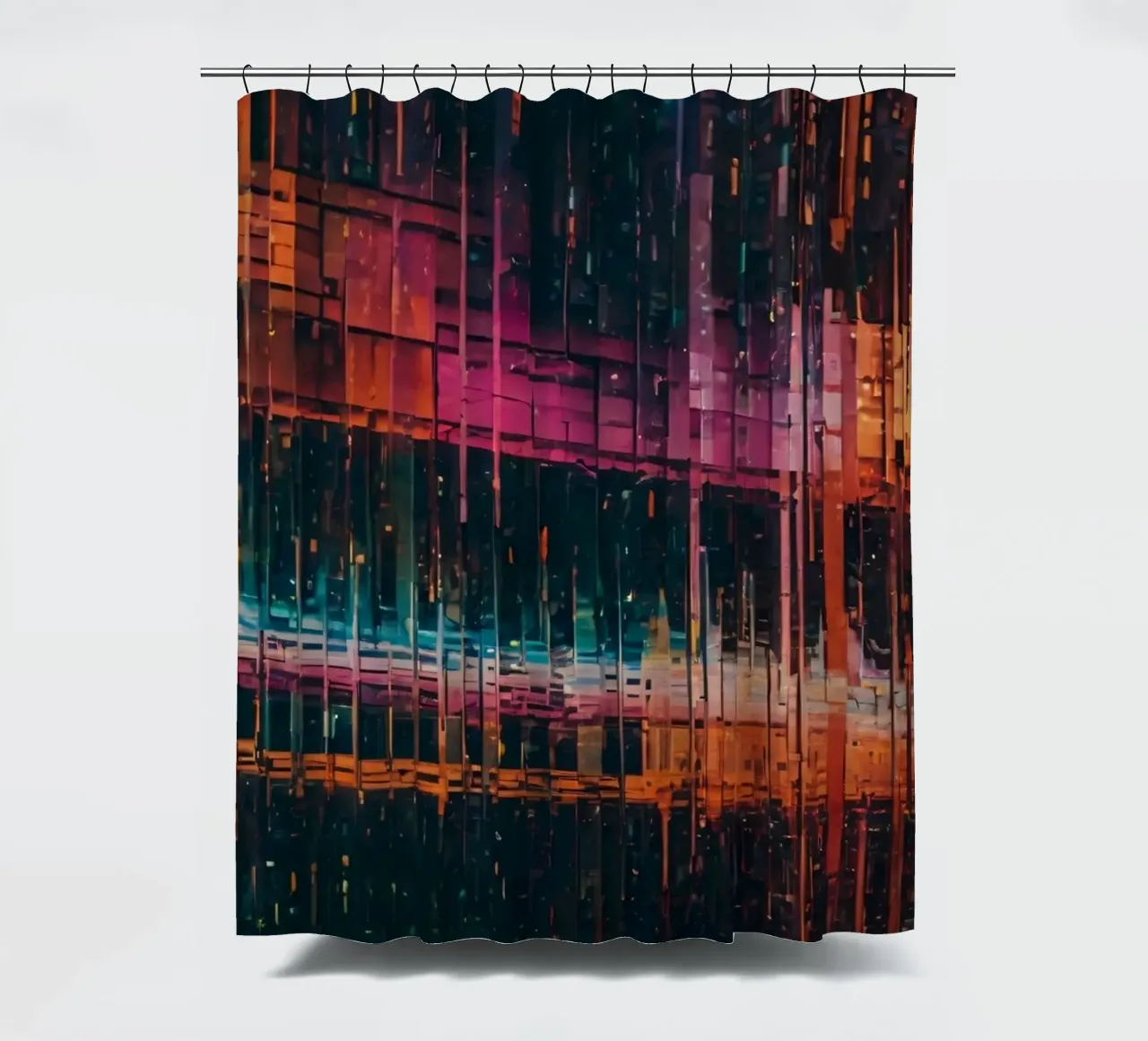Colorful modern abstract digital art lines patterns shower curtain by DesignDoodle