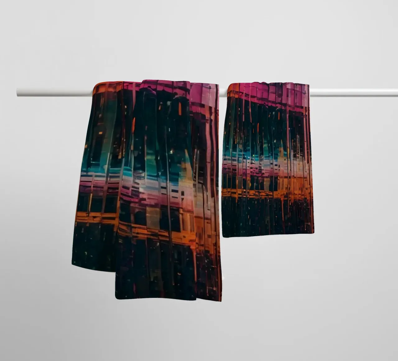 Colorful modern abstract digital art lines patterns towel by DesignDoodle