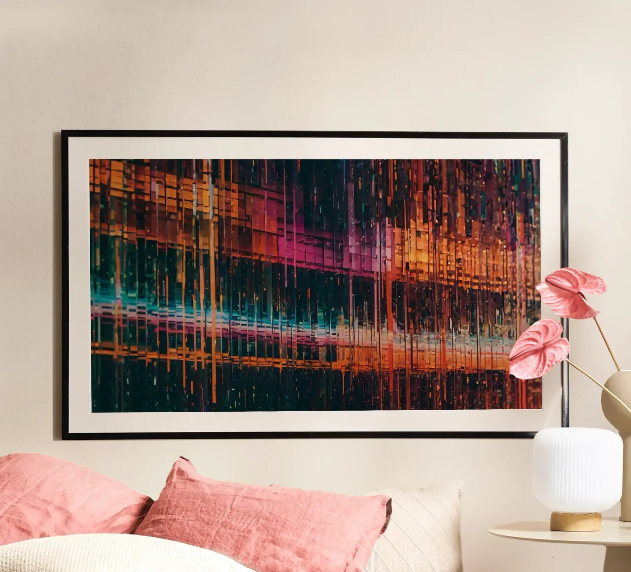 Colorful modern abstract digital art lines patterns hahnemühle by DesignDoodle