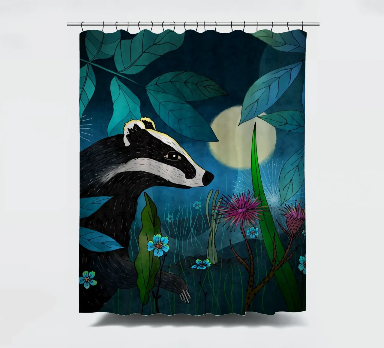Das in de tuin bij maanlicht douchegordijn van AnimalArt