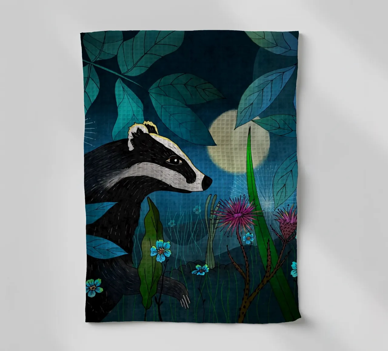 Blaireau au clair de lune dans le jardin torchon de AnimalArt