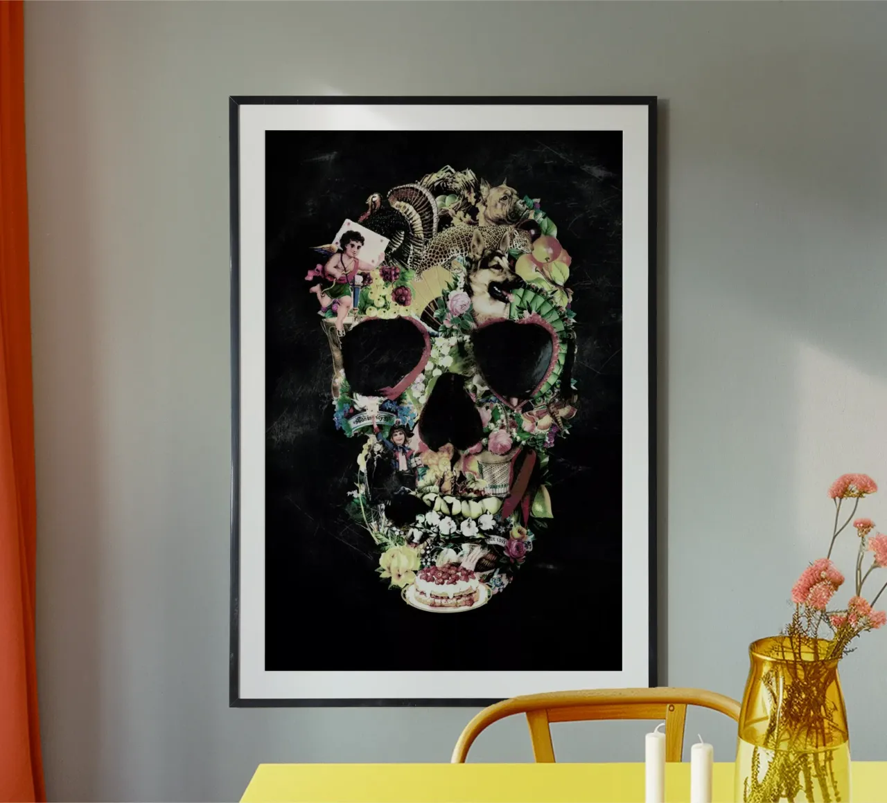 Vintage Skull poster with aluminum frame by Ali Gulec