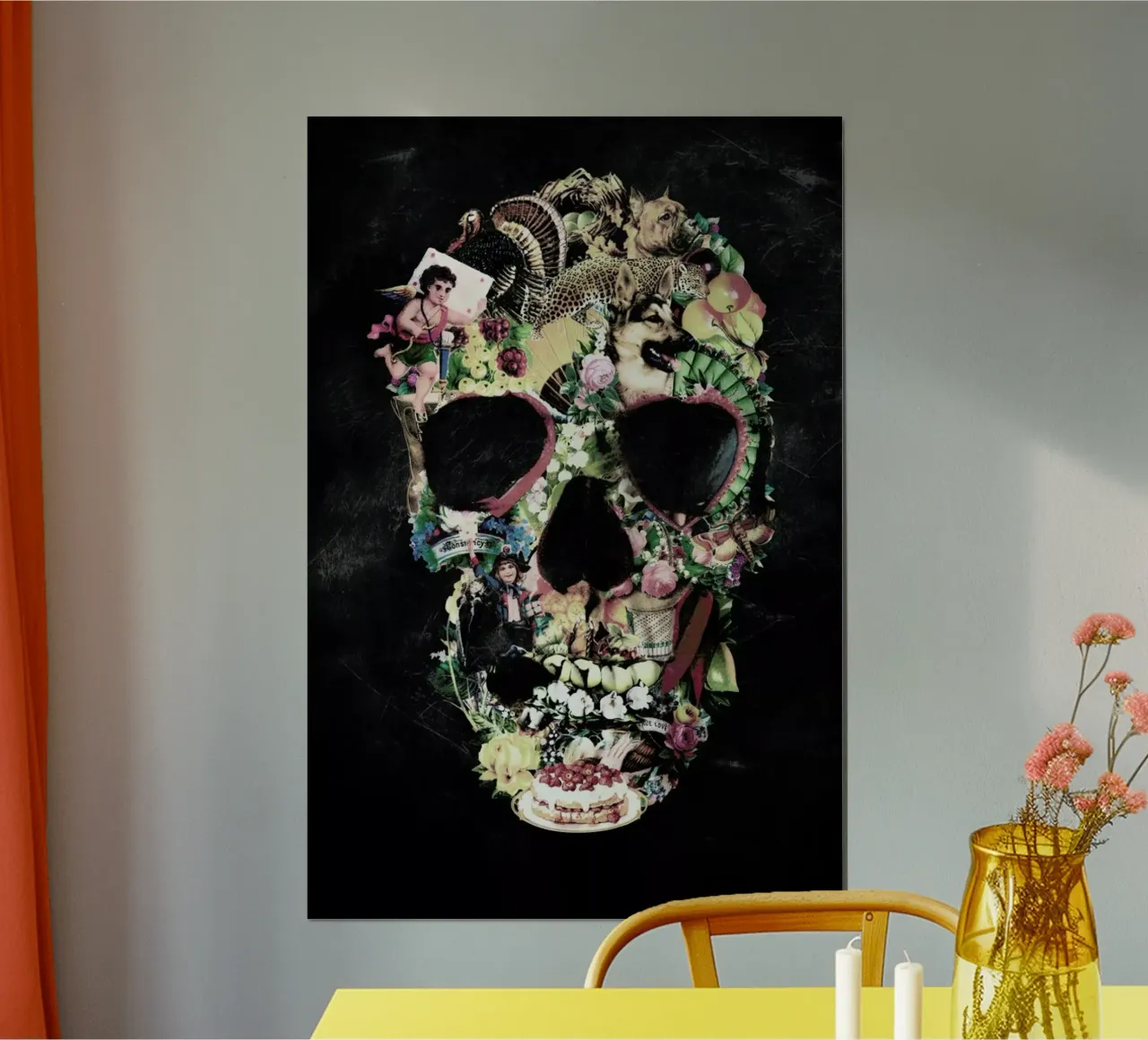 Vintage Skull poster with aluminum frame by Ali Gulec