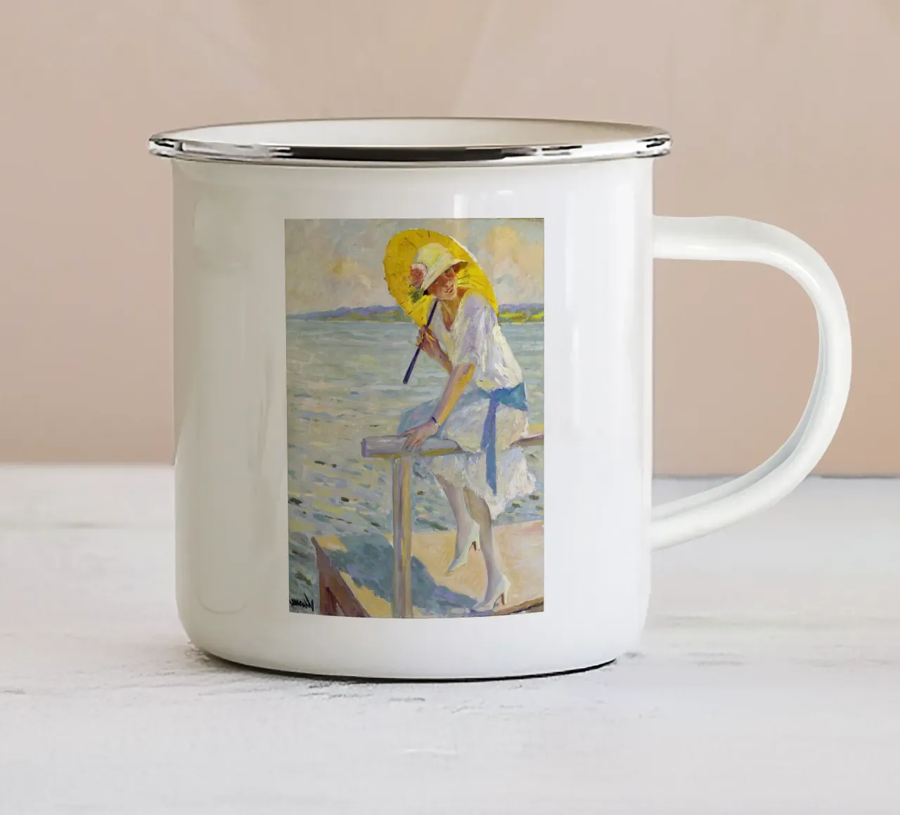 Edward Cucuel - Le Parasol Jaune mug en émail de ARTOTHEK