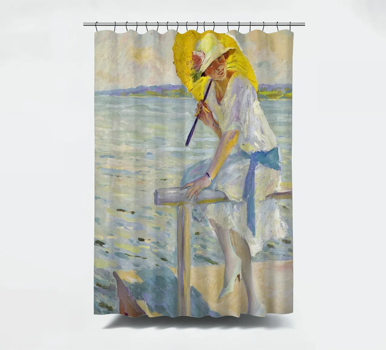 Edward Cucuel - The Yellow Parasol shower curtain by ARTOTHEK