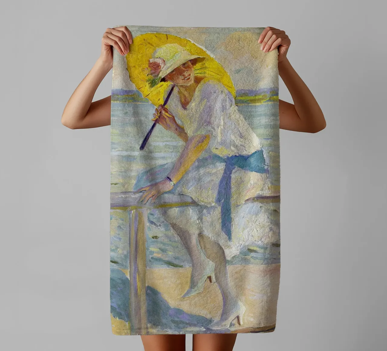 Edward Cucuel - Le Parasol Jaune serviette de bain de ARTOTHEK