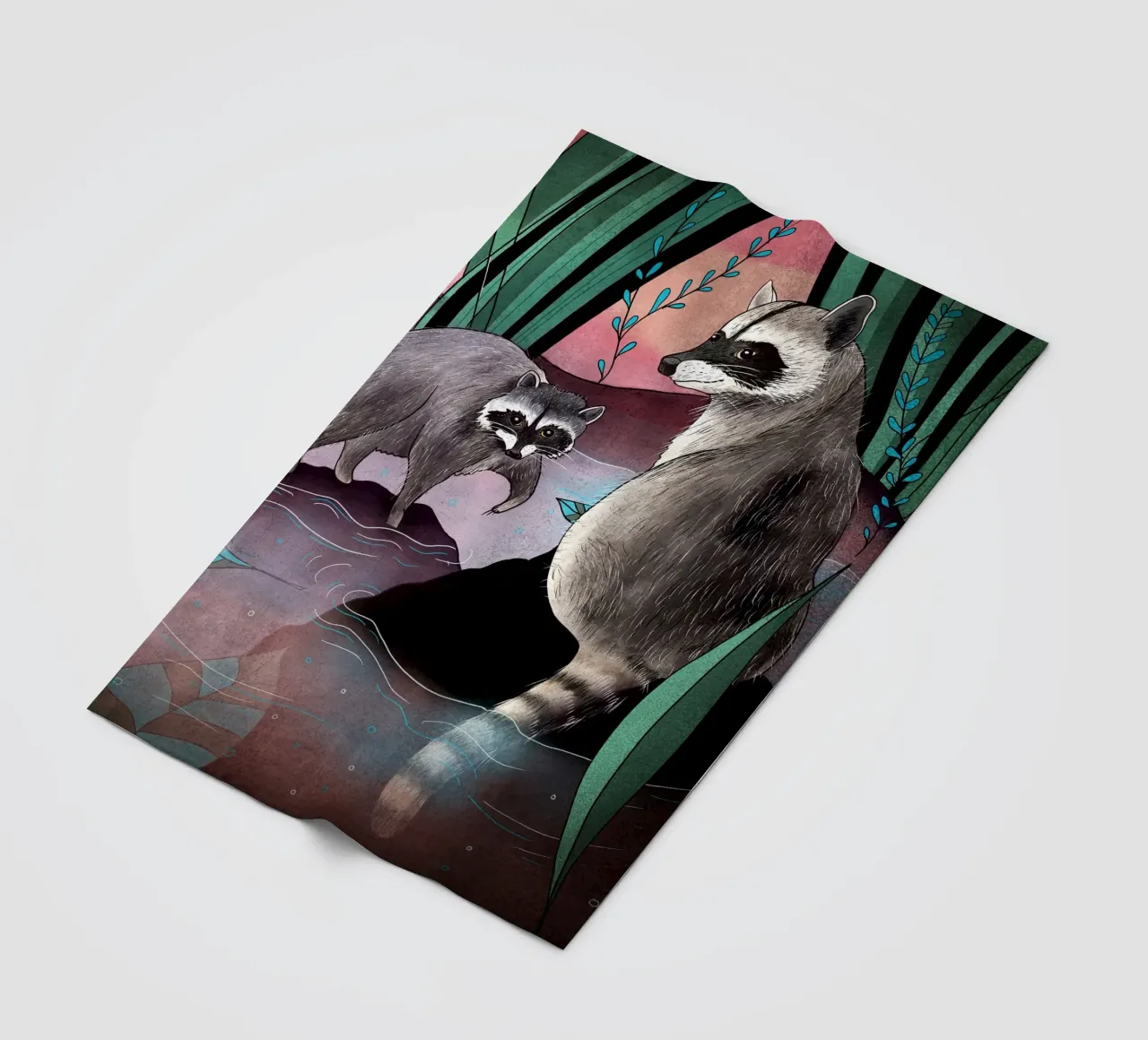 Procioni lungo il fiume coperta in pile da AnimalArt