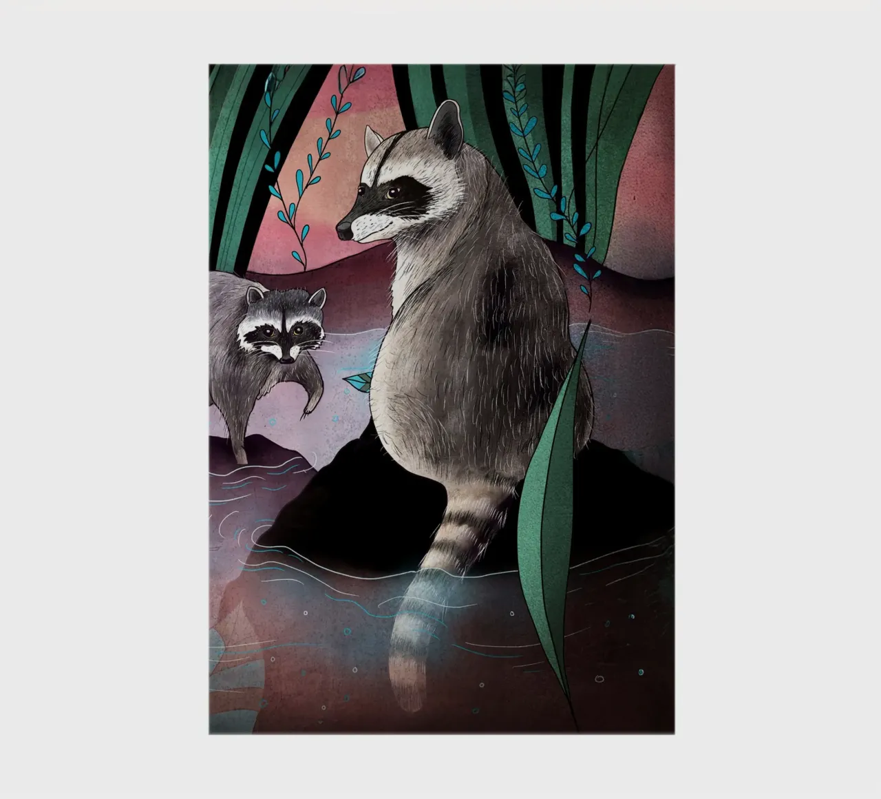 Raccoons by the river notebook by AnimalArt