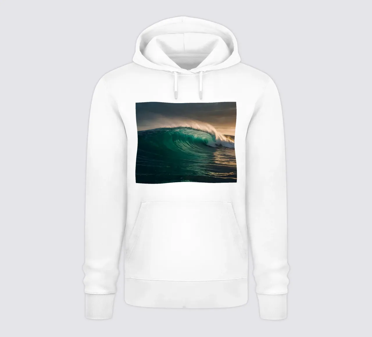 Maestosa onda oceanica che si infrange sulla riva al tramonto felpa con cappuccio da DesignDoodle
