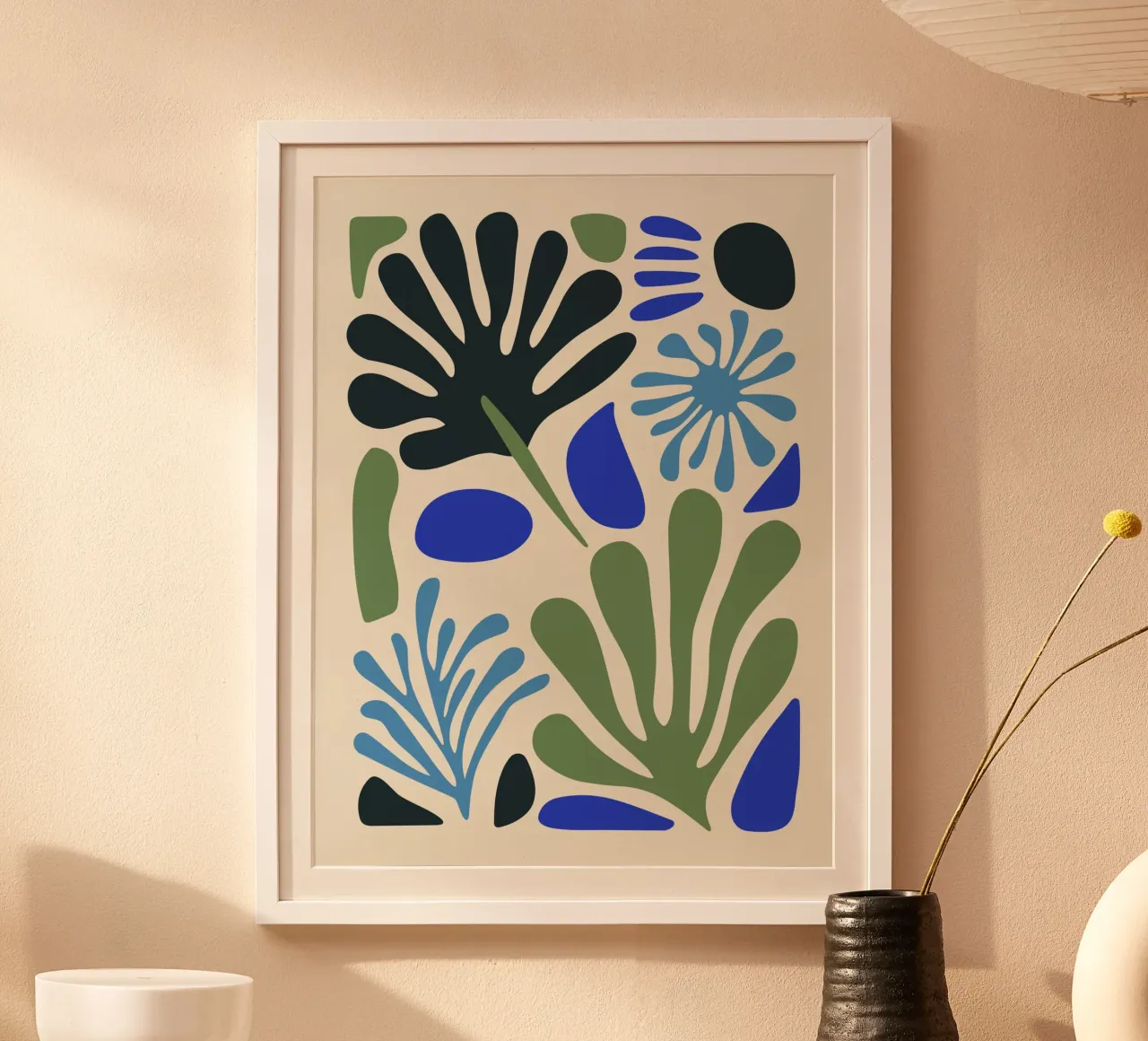 Abstracte tuin poster met kunststof frame van cafelab