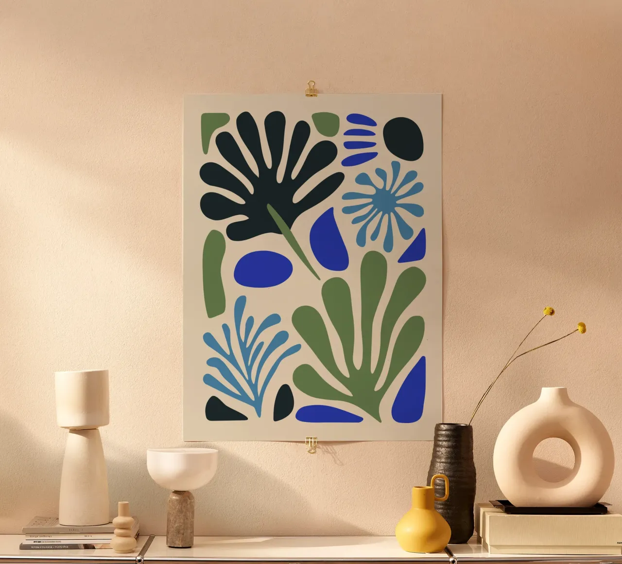 Abstracte tuin poster met kunststof frame van cafelab