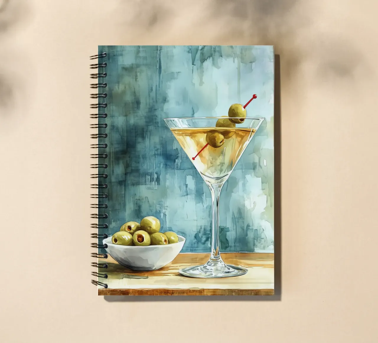 Classic Martini with olives spiral notebook by Spice & Style