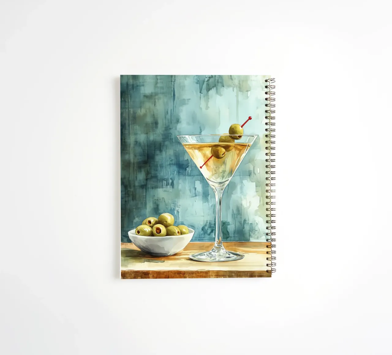 Classic Martini with olives spiral notebook by Spice & Style