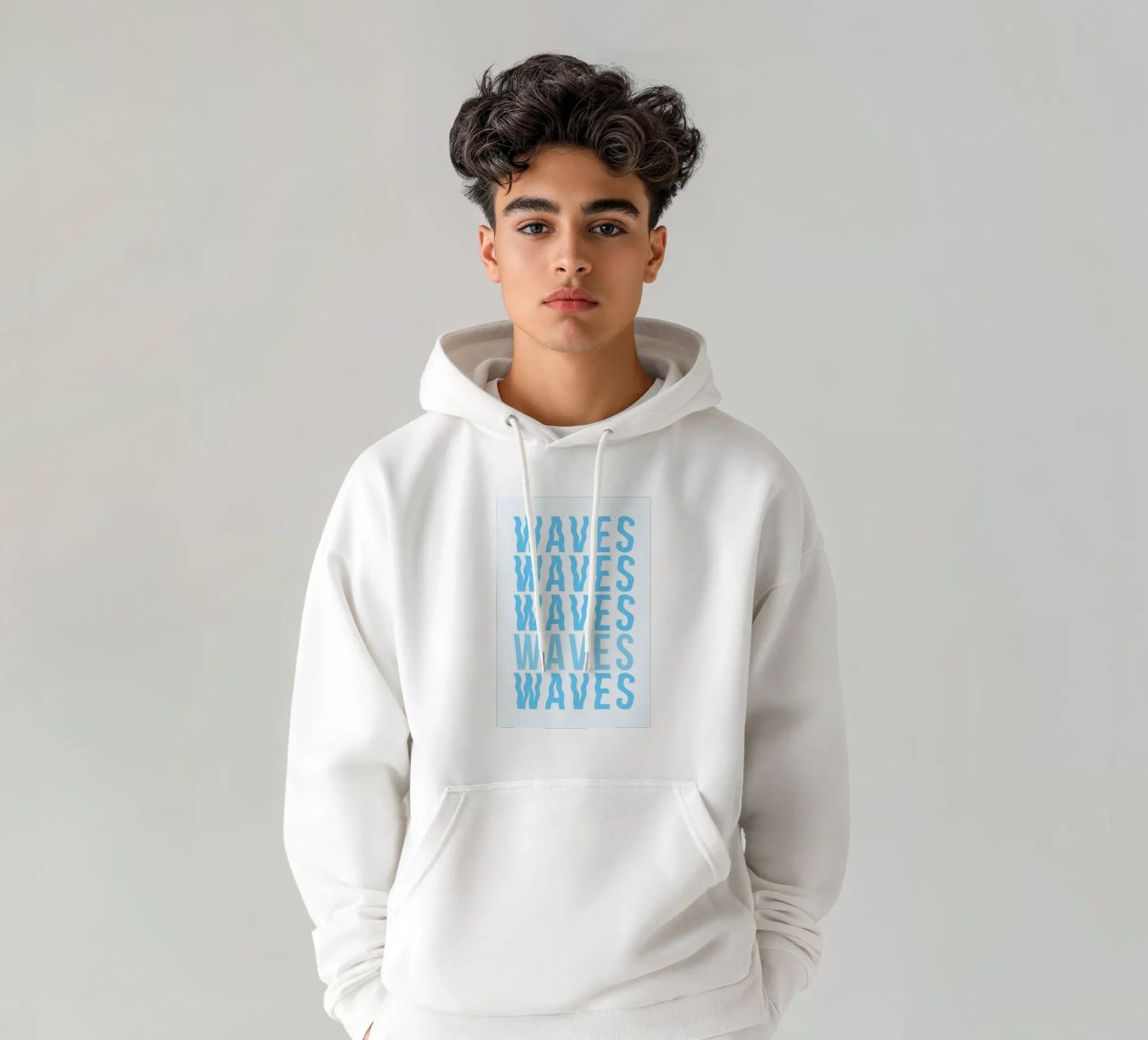 Waves Typography felpa con cappuccio da Attaboy Dsgn