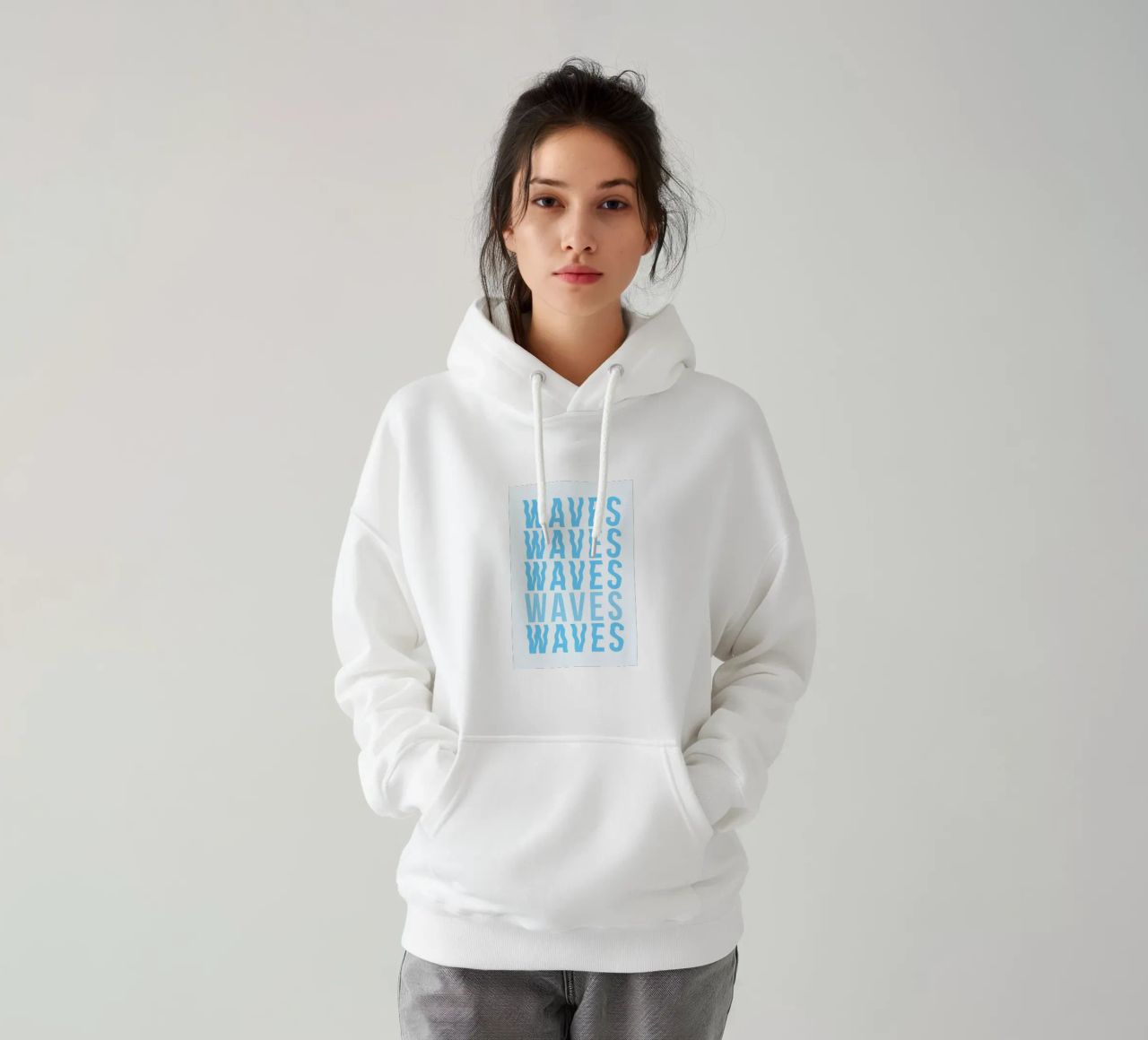 Waves Typography felpa con cappuccio da Attaboy Dsgn