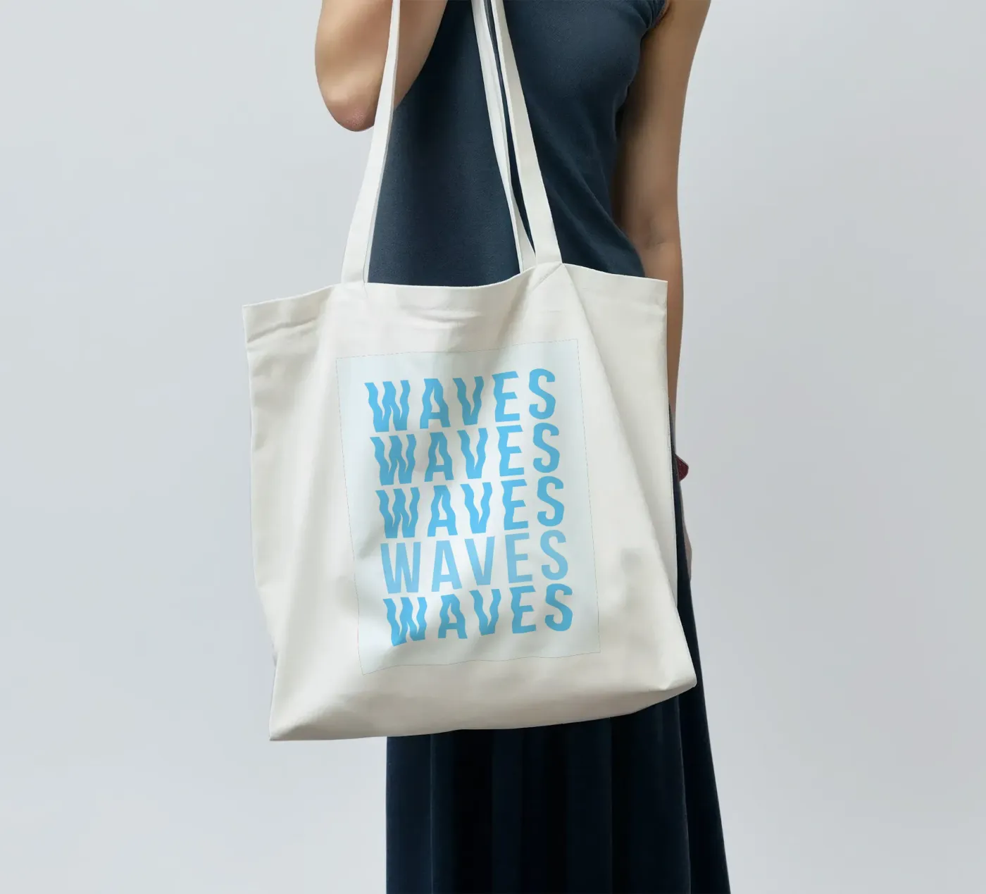 Waves Typography tote bag by Attaboy Dsgn