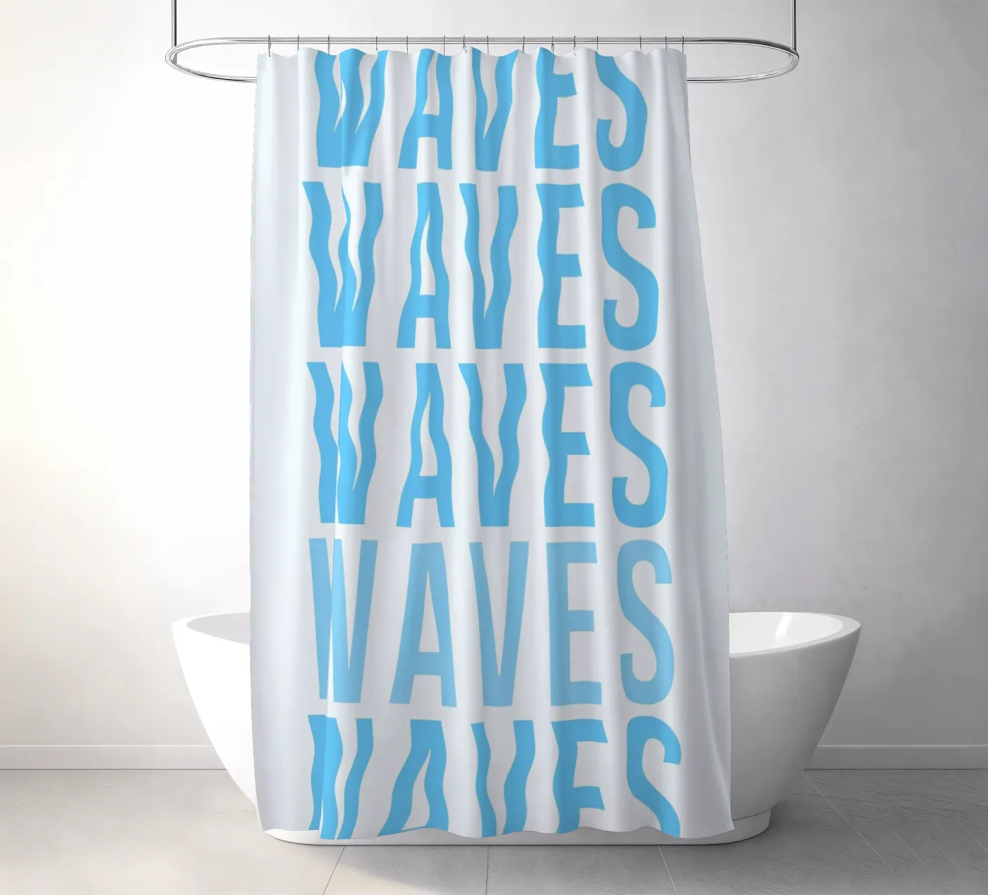 Waves Typography Duschvorhang von Attaboy Dsgn