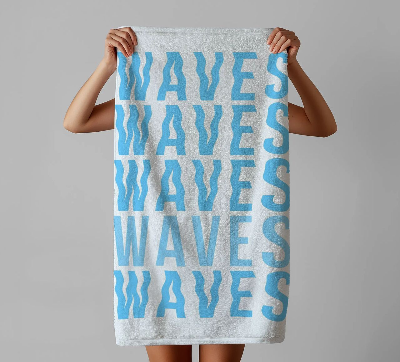 Waves Typography towel by Attaboy Dsgn