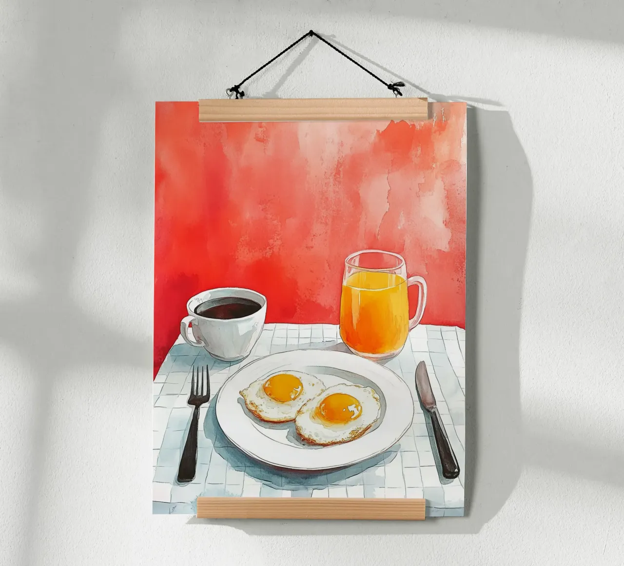 Sunny breakfast poster with wooden frame by Spice & Style