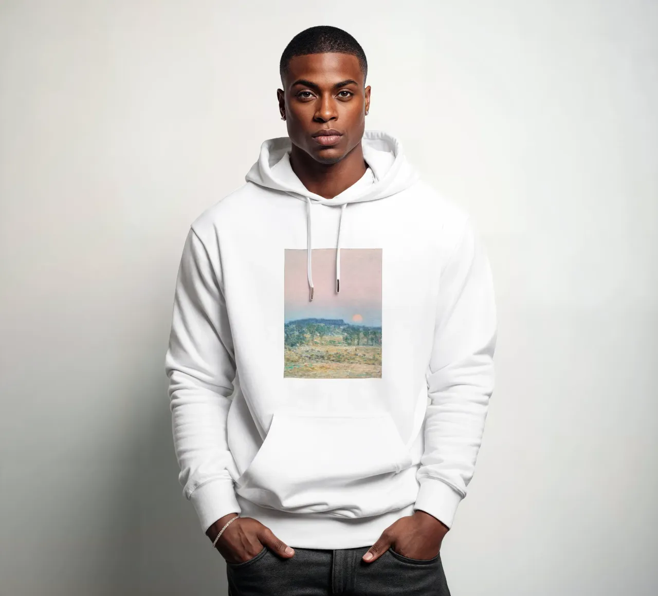 Boho Landscape September Moonrise felpa con cappuccio da apoloprints