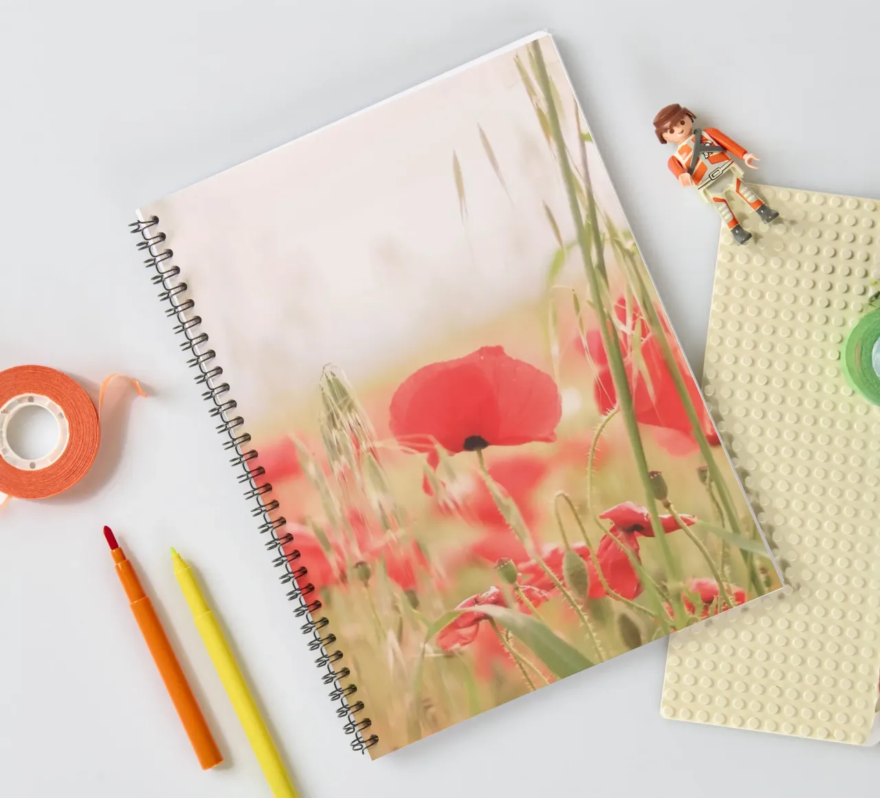 Puglia, Italy I Field of poppies in a nature park spiral notebook by Julie Travel Photography
