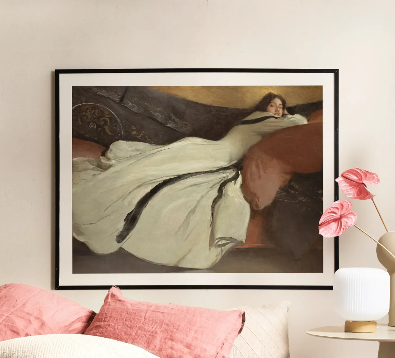 Woman Resting poster con telaio in legno da apoloprints