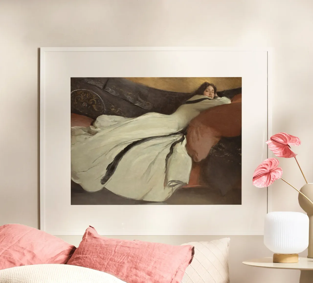 Woman Resting poster con telaio in legno da apoloprints