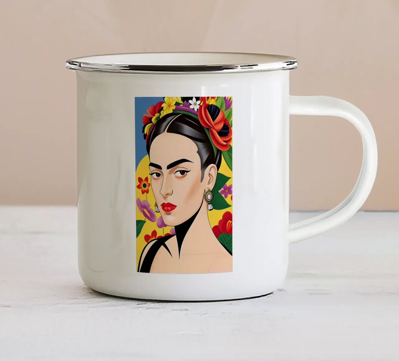 Dopamina Frida Kahlo tazza in smalto da ART DECO