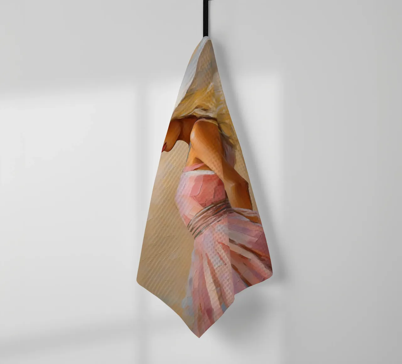 Donna in abito rosa con cappello bianco canovaccio da cucina da Take Your Art BV