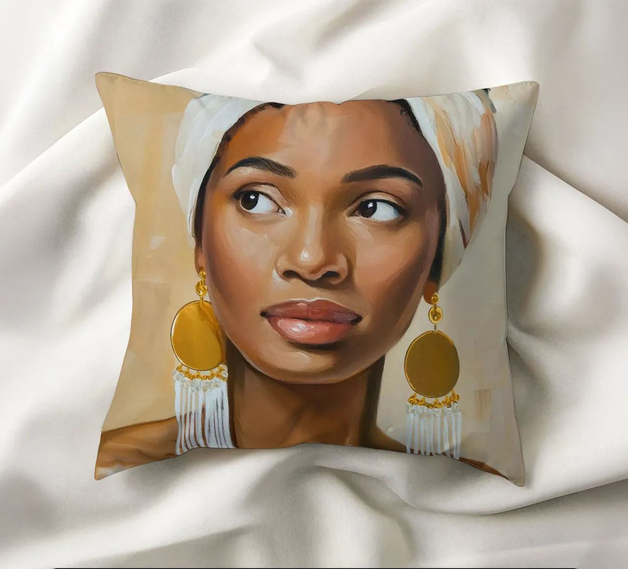 Donna africana con colori naturali cuscino da Take Your Art BV