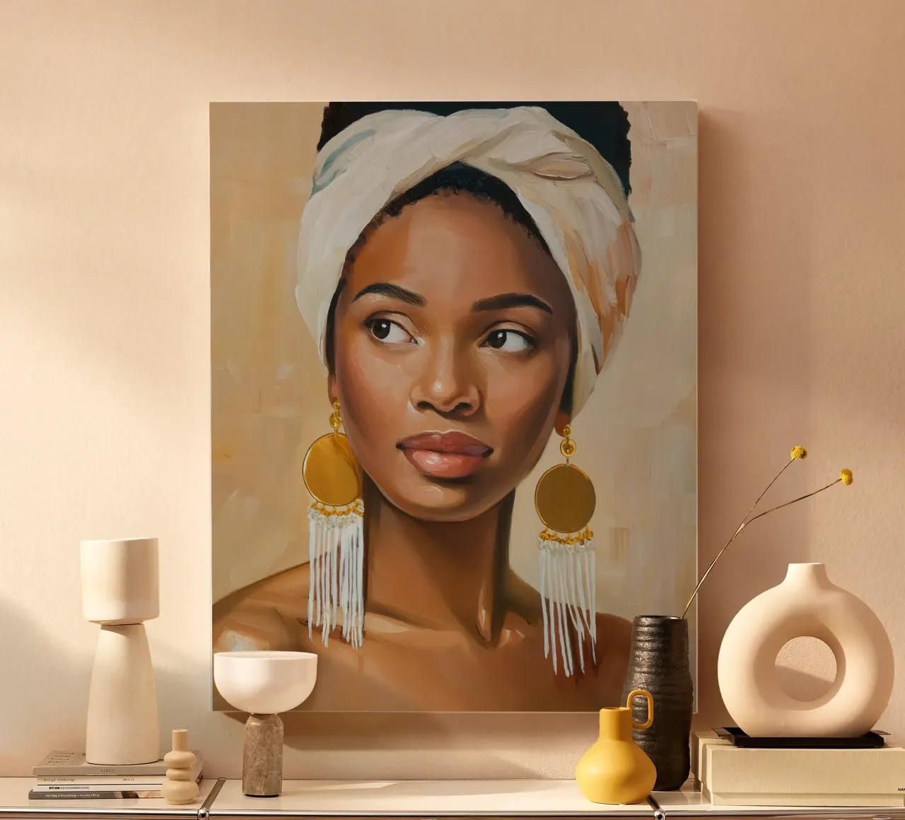 African woman in natural colors canvas by Take Your Art BV