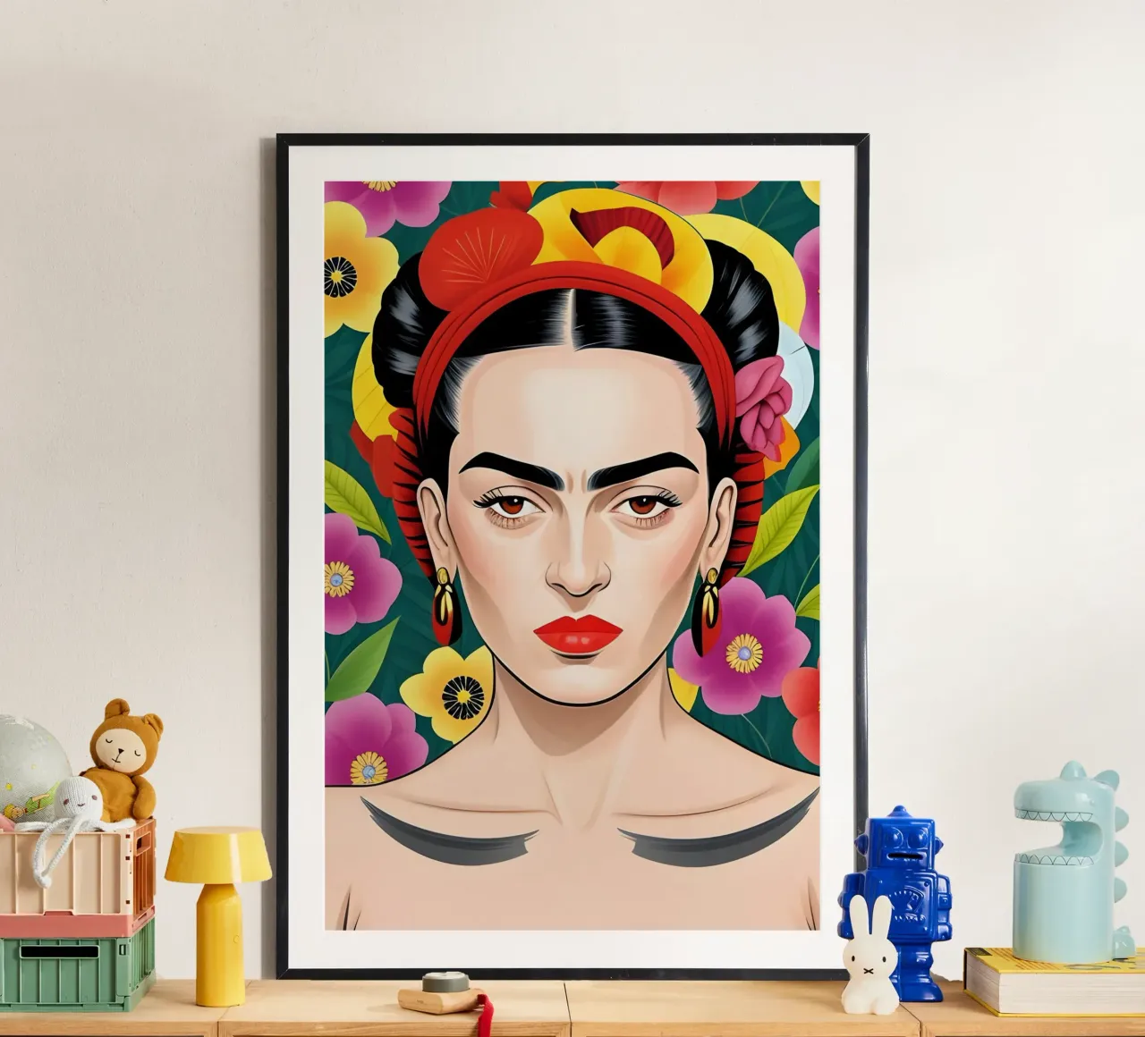 Ritratto floreale di Frida Kahlo poster da ART DECO