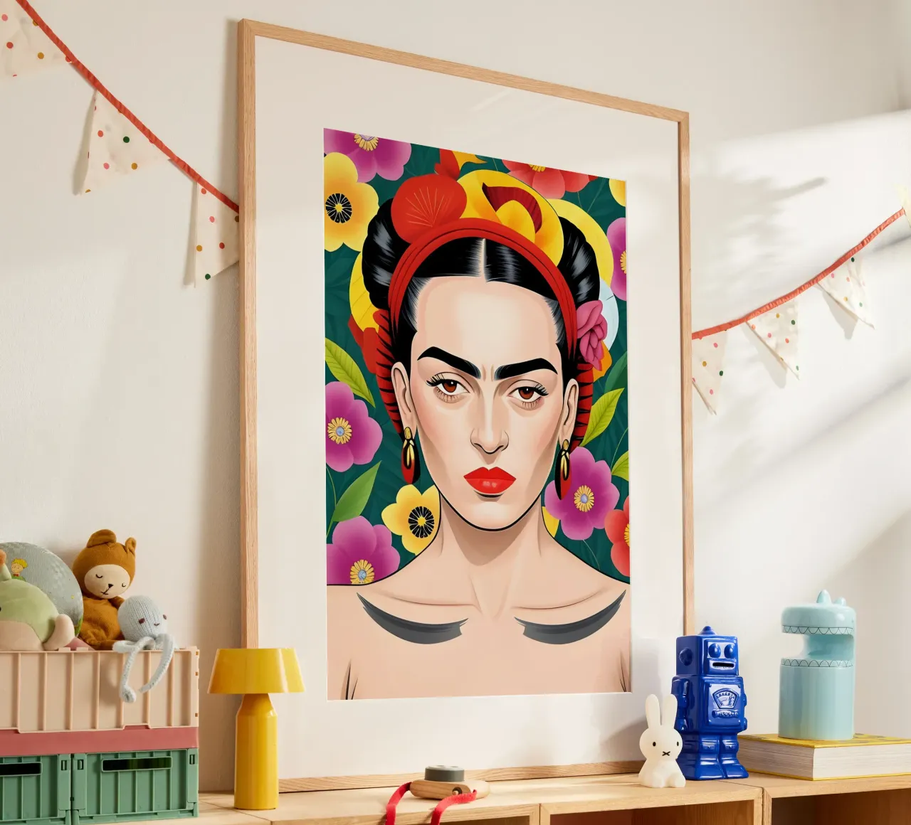 Ritratto floreale di Frida Kahlo poster da ART DECO